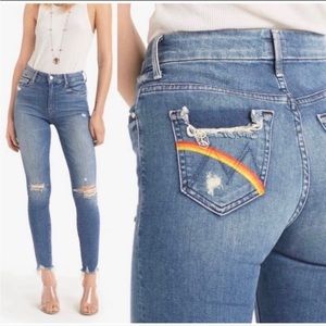 Mother high waisted looker ankle chew rainbow